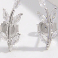 Thumbnail for 925 Sterling Silver Zircon Leaf Shape Earrings