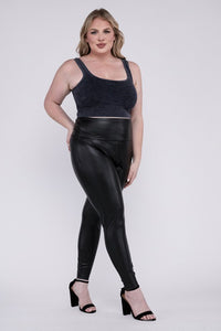 Thumbnail for Plus High Rise Faux Leather Leggings