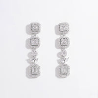 Thumbnail for 925 Sterling Silver Inlaid Zircon Geometric Dangle Earrings