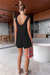 Thumbnail for Full Size Scoop Neck Tie Shoulder Romper