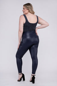 Thumbnail for Plus High Rise Faux Leather Leggings