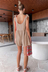 Thumbnail for Full Size Scoop Neck Tie Shoulder Romper