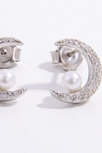 Thumbnail for 925 Sterling Silver Zircon Moon Shape Earrings