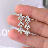 Thumbnail for 925 Sterling Silver Moissanite Leaf Earrings