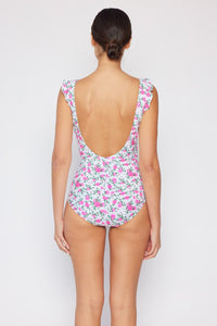 Thumbnail for Marina West Swim Full Size Float On Ruffle Faux Wrap One-Piece in Roses Off-White