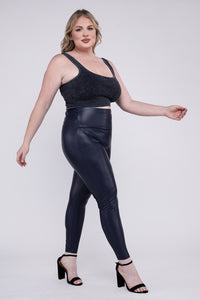 Thumbnail for Plus High Rise Faux Leather Leggings