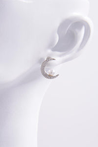 Thumbnail for 925 Sterling Silver Zircon Moon Shape Earrings