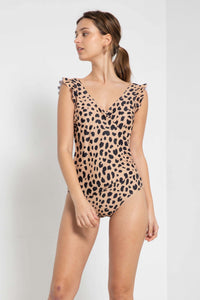 Thumbnail for Marina West Swim Full Size Float On Ruffle Faux Wrap One-Piece in Leopard