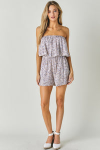 Thumbnail for Woven Leopard Print Ube Romper