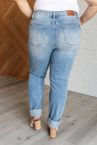 Thumbnail for Aiden High Rise Patch Pocket Distressed Boyfriend Jeans