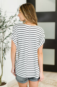 Thumbnail for All Lined Up Dolman Sleeve Top in Black Ivory