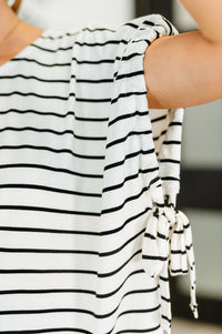 Thumbnail for All Lined Up Dolman Sleeve Top in Black Ivory