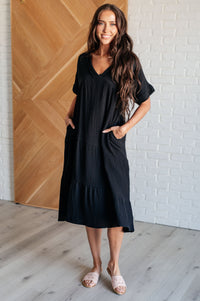 Thumbnail for Always Learning Dolman Sleeve Dress in Black