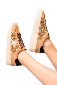 Thumbnail for Another Round Sneakers in Gold Sequins