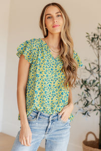 Thumbnail for Anywhere We Go Flutter Sleeve Top in Blue Combo