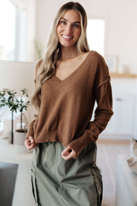 Thumbnail for Back to Life V-Neck Sweater in Mocha