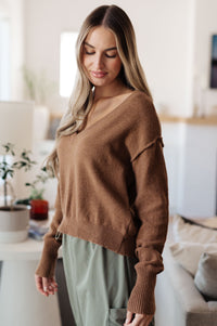 Thumbnail for Back to Life V-Neck Sweater in Mocha