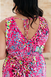 Thumbnail for Bless Your Heart V-Neck Dress in Neon Fuchsia