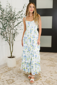 Thumbnail for Bloomie Baby Tiered Dress in Ivory/Blue