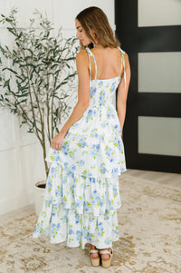 Thumbnail for Bloomie Baby Tiered Dress in Ivory/Blue