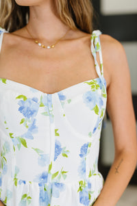 Thumbnail for Bloomie Baby Tiered Dress in Ivory/Blue