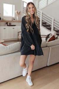 Thumbnail for Borrowed Time Mineral Wash V-Neck Dress