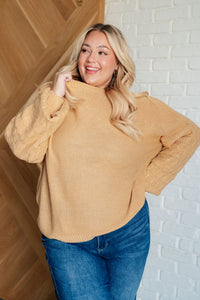 Thumbnail for Bubbly Personality Bubble Sleeve Sweater in Wheat