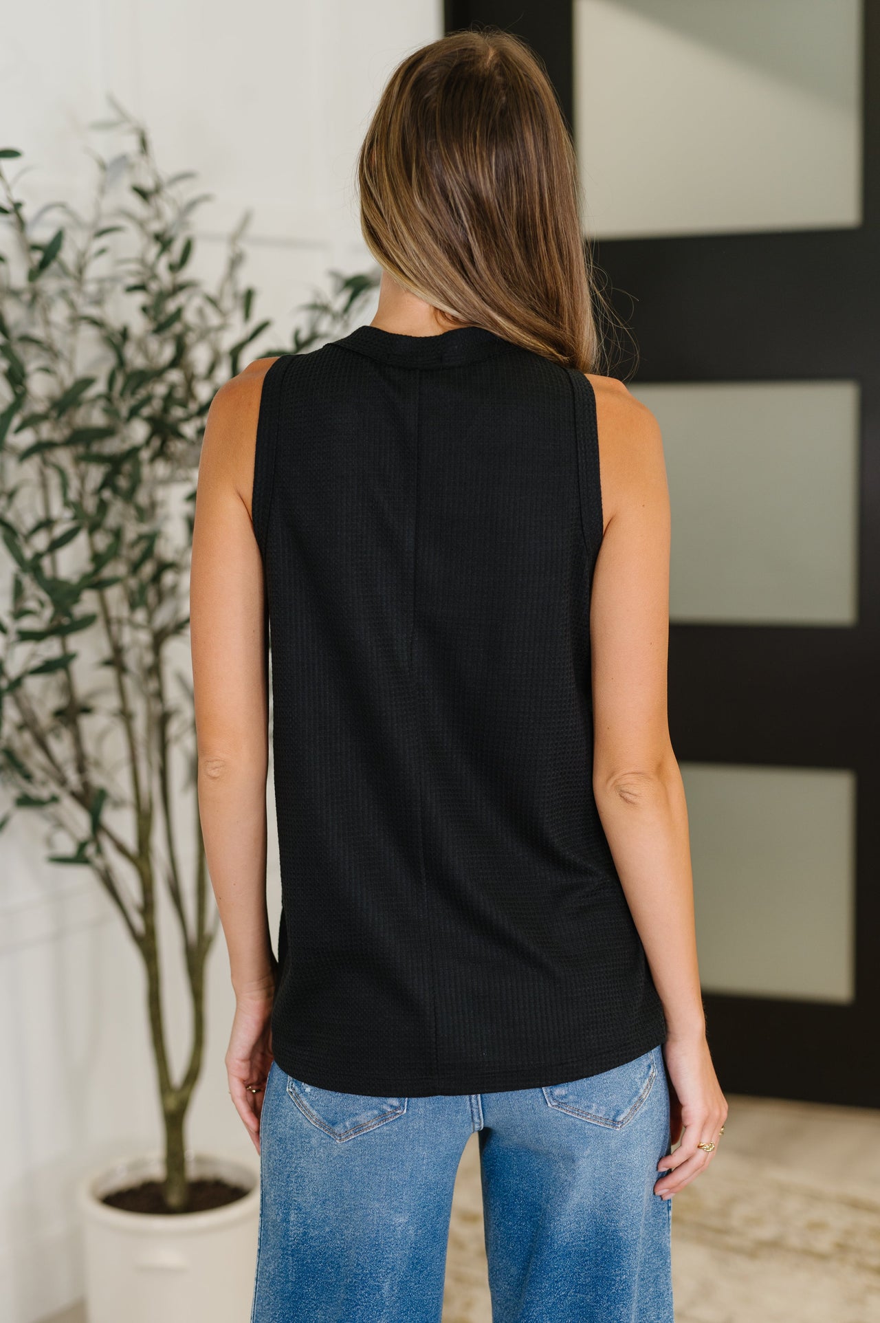 Buttoned Up Buttercup Sleeveless Top – Classic Cool in Black