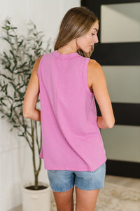 Thumbnail for Buttoned Up Buttercup Sleeveless Top – Magenta Glow Magic