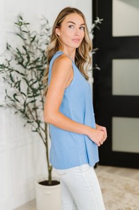 Thumbnail for Buttoned Up Buttercup Sleeveless Top – Easygoing Charm in Ocean Blue