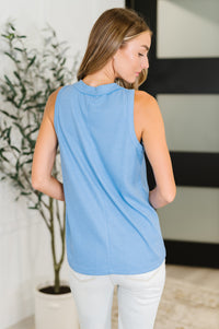 Thumbnail for Buttoned Up Buttercup Sleeveless Top – Easygoing Charm in Ocean Blue