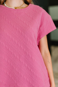 Thumbnail for Can't Quit You Drop Shoulder Top in Magenta