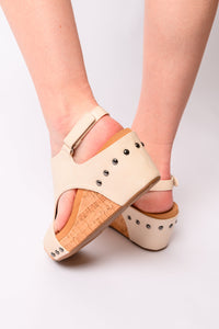 Thumbnail for Carley Wedge Sandals in Cream