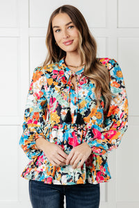 Thumbnail for Carry Me Away Floral Peplum Blouse