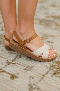 Thumbnail for Chester Platform Nubuck Wedge Sandals – Creamy Chic with a Flirty Twist