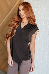 Thumbnail for Classic Surplice Front Top in Chocolate