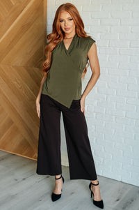 Thumbnail for Classic Surplice Front Top in Olive