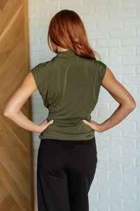 Thumbnail for Classic Surplice Front Top in Olive