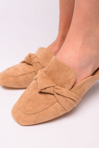 Thumbnail for Clingy Mules in Camel Faux Suede