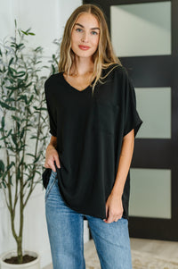 Thumbnail for Coastal Ease V-Neck Top in Black