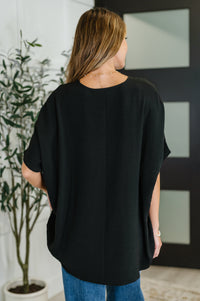 Thumbnail for Coastal Ease V-Neck Top in Black