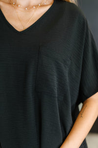 Thumbnail for Coastal Ease V-Neck Top in Black