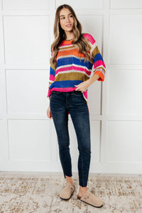 Thumbnail for Deep Thoughts Striped Loose Knit Top