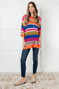 Thumbnail for Deep Thoughts Striped Loose Knit Top