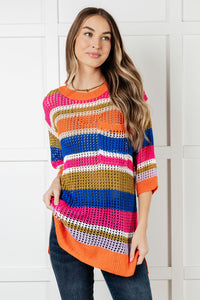 Thumbnail for Deep Thoughts Striped Loose Knit Top