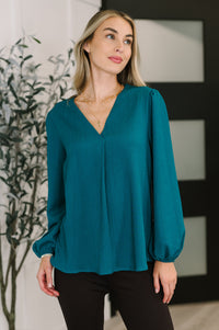Thumbnail for Desk to Dinner V-Neck Balloon Sleeve Blouse