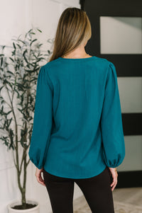 Thumbnail for Desk to Dinner V-Neck Balloon Sleeve Blouse