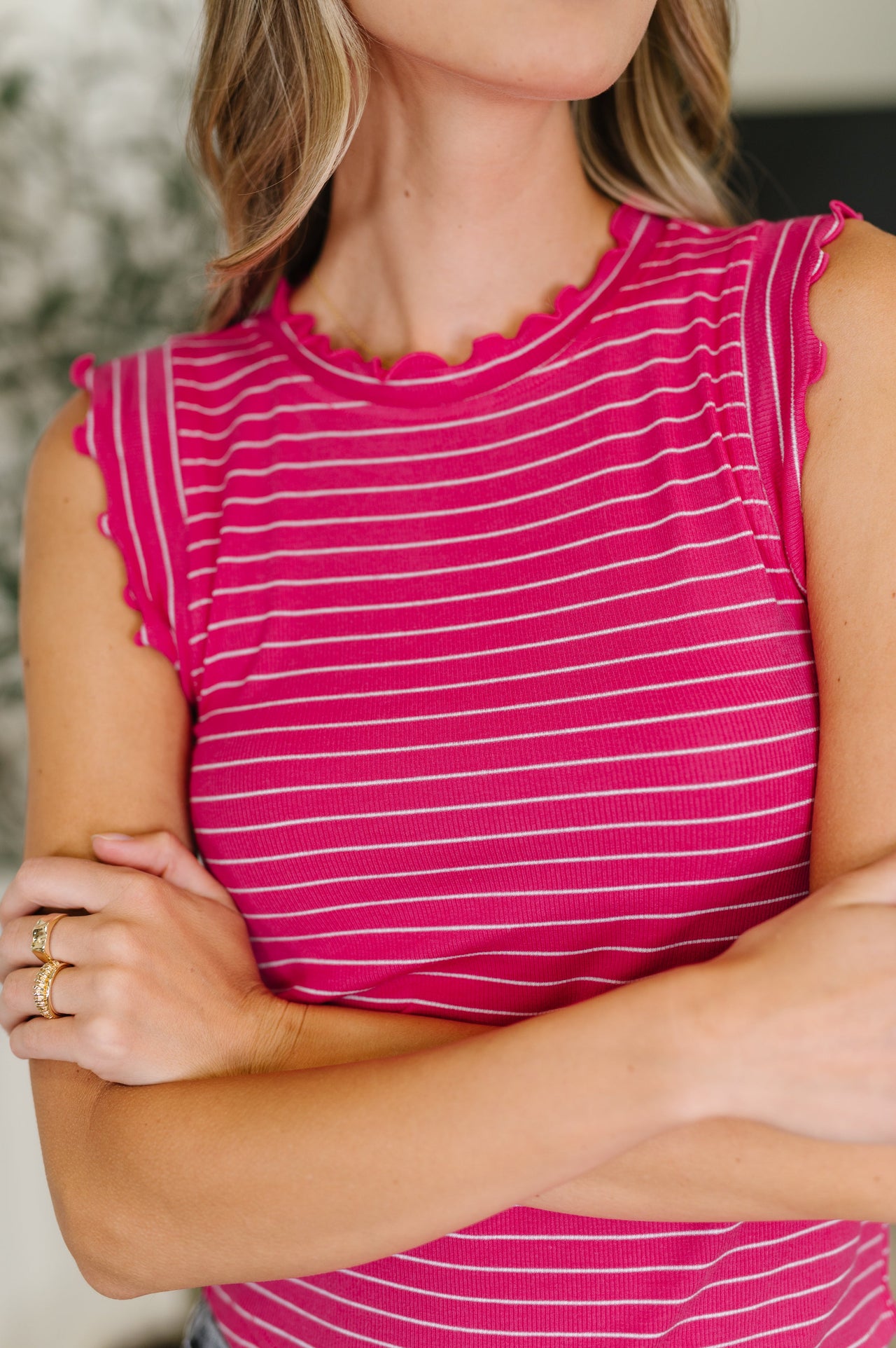 Doodle Me In Lettuce Round Neck Top – Hot Pink Playfulness, All Day Long