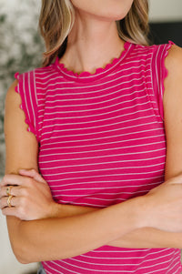 Thumbnail for Doodle Me In Lettuce Round Neck Top – Hot Pink Playfulness, All Day Long