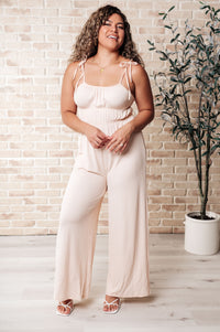 Thumbnail for Eden Elastic Waist Jumpsuit Apricot